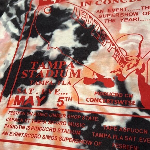 Led Zeppelin in concert Tie Dye Short Sleeve Shirt size L no size Tag - Picture 3 of 6